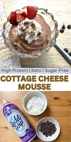 the ingredients to make cottage cheese mousse