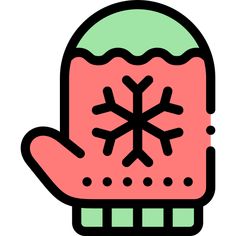 a hand with a snowflake on it's palm, which is pink and green