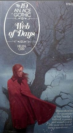 a book cover with an image of a woman in a red cape standing next to a tree