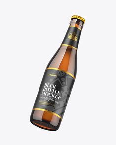 a bottle of beer mockup on a white background