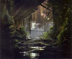 an image of a stream under a bridge