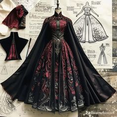 Vampire Dresses, Medieval Goth, Game Of Thrones Dress, Vampire Dress, Witch Dress, Royal Clothing, Old Fashion Dresses