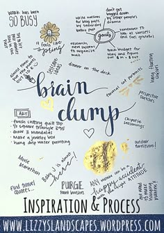 a piece of paper with writing on it and the words brain clump written in different languages