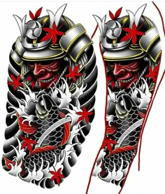 Japanese Warrior Tattoo, Samurai Tattoo Sleeve, Koi Tattoo Sleeve, Guerriero Samurai, Japanese Tattoos For Men, Full Hand Tattoo