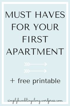 the words must haves for your first apartment and free printable