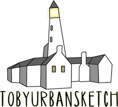 the logo for tobyurbansketch, a small church with a steeple