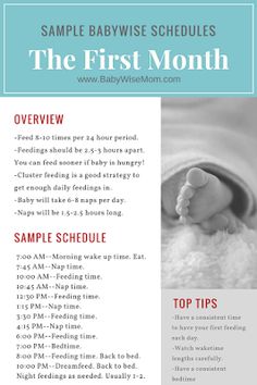 the babysith schedule is shown with instructions for it's first month in