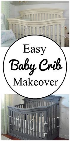 an easy baby crib makeover with text overlay