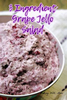 Grape Jello salad in a white bowl. 7up Salad Recipe, Grape Jello Salad, Grape Jello Recipes, Easy Jello Salad, Unique Salads, Jello Fruit Salads, Fluff Recipes, Congealed Salad, Grape Salad Recipe