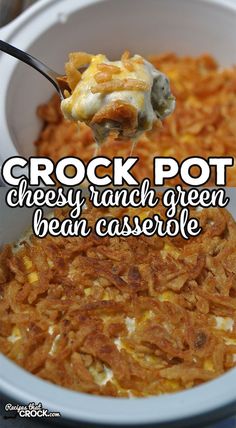 crock pot cheesy ranch green bean casserole with text overlay