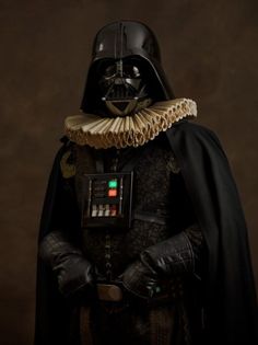 a darth vader costume is shown in front of a brown background