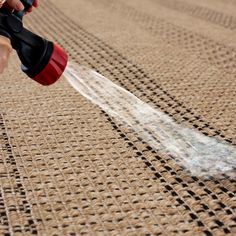 a person is spraying water on the ground