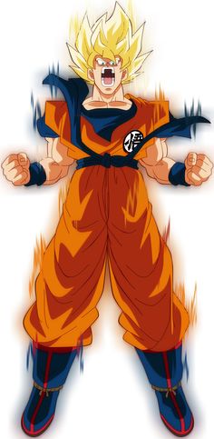 a drawing of gohan with his arms out and hands in the air, as if he's about to strike