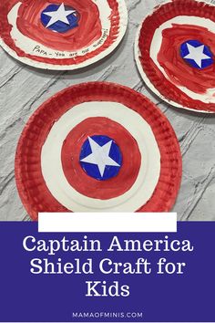 Captain America Shield Craft for Kids - Mama of Minis Shield Craft For Kids, Captain America Fruit Shield, Shield Craft, Captain America Printables, Captain America Shield Template, How To Make Captain America Shield, Marvel Crafts, Captain America Shield Art, Superhero Craft