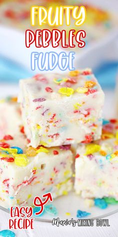 fruity pebbles fudge recipe on a plate