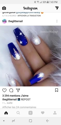 #sparkle n shine Blue And White Nails, Shine Nails, Pretty Nail Art Designs, Nails Desing, Orange Nails, Gel Nail Designs, Xmas Nails