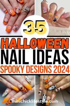 Ready to get spooky with some fabulous Halloween nails for 2024! I've got so many Halloween nail ideas, from eerie spider webs to cute ghost designs. These Halloween nail designs are perfect for capturing the festive and eerie spirit of the season. Can't wait to flaunt these spooky nails and celebrate Halloween in style! Nails Green Orange, Halloween Nails Green, Spider Halloween Nails, Disney Halloween Nail Designs, Long Halloween Nails, Halloween Nails Long, Halloween Nail Designs Short, Simple Halloween Nail Art, Halloween Nails Spider