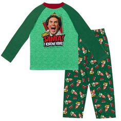 Elf Pajamas, Fleece Pajama Pants, Raglan Pullover, Buddy The Elf, Silk Pajama Set, Pants Green, The North Pole, Matching Family Pajamas, Kids Clothes Boys