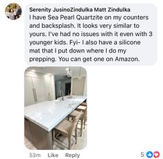 a text message to someone about their kitchen remodel