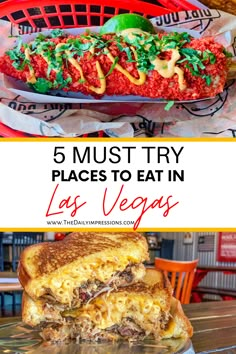 the las vegas food guide with text overlay that reads, 5 must try places to eat in las vegas