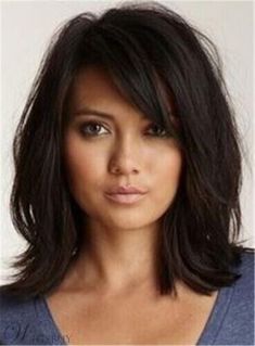 Messy Lob Loose Wavy Synthetic Hair Capless Women Heat OK Natural Daily Wig | eBay Longbob Hair, Medium Layered Hair, Trending Hairstyles, Haircuts With Bangs, Shoulder Length Hair, Medium Length Hair Cuts, Layered Hair, Bobs Haircuts, Hairstyles With Bangs