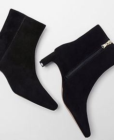 Elevate your style with the Ann Taylor Blade Heel Suede Booties, a perfect blend of luxury and comfort. These booties are meticulously crafted from rich, black suede, offering a sophisticated look for any occasion.

- Size: 5
- Color: Black
- Material: Suede
- Gender: Female
- Shaft Height: 5 3/4 inches
- Circumference: 5 inches
- Heel Height: 3 inches

Designed with a padded footbed for ultimate comfort and a sleek 3-inch blade heel, these booties ensure both elegance and practicality. Whether Suede Ankle Boots With 4-inch Heel, Fitted Suede Booties Chic Style, Chic Fitted Suede Booties, Suede Boots With 4-inch Heel And Medium Width, Fall Suede Boots With 4-inch Heel, Black Suede Booties, Black Shoes Women, Shoes High, 5 Inch Heels