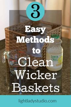 wicker-basket-with-cleaning-supplies How To Clean A Wicker Basket, How To Clean Baskets, How To Clean Wicker Baskets, How To Clean Wicker Furniture, How To Clean Longaberger Baskets, Cane Baskets Decoration Ideas, How To Decorate With Baskets, Wicker Basket Decor Ideas