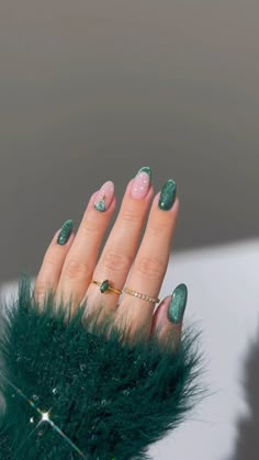 #WinterNailArt#GreenVelvetNails#SnowDustedManicure#ChicNailFashion#NailArtInspo#HolidayNailMagic#NailGoals#WinterElegance#NailDesignTrends #ElegantNailArt Credit: heygreatnails Instagram Pop Up Christmas Tree, Christmas Nails Diy, Velvet Nails, Tree Nails, Outdoor Party Decorations, Xmas Trees, Decorations For Home, Home Indoor