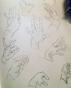 sketches of hands and fingers on paper