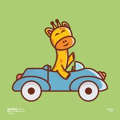 cute giraffe enjoy riding a car (1) | Images :: Behance