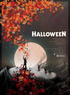 the poster for halloween is shown with pumpkins