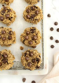 oatmeal chocolate chip cookies on a cooling rack