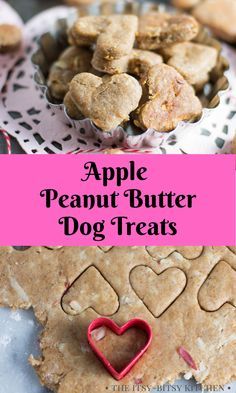 an apple peanut butter dog treat with the title above it