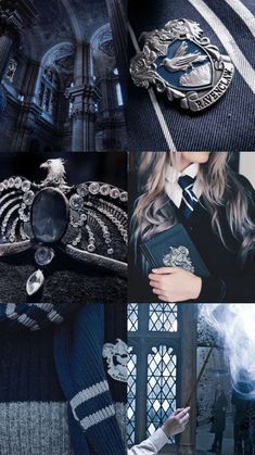 a collage of harry potter images including hogwart's house, sly houses and raven crests