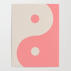 a pink and white painting with two circles in the shape of a yin - yang