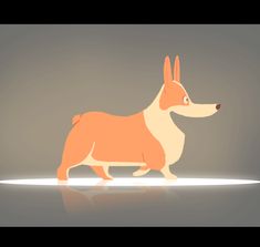 an animated dog is standing on the floor