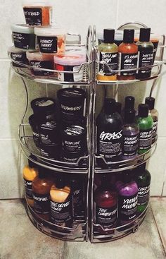 Lush Organization, Lush Collection, Bath Goals, Lush Christmas, Collection Aesthetic, Bathroom Caddy, Homemade Cosmetics