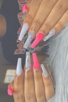 pin ‘ @kjvougee 👅 Squoval Nails, Long Acrylic Nail Designs, Drip Nails, White Acrylic Nails, Long Acrylic Nails Coffin, Acrylic Nails Coffin Pink, Acrylic Coffin, Long Square Acrylic Nails, Coffin Nails Long