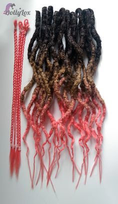 #dollylox #dollyloxdreads #crochetdreads #crochet #crocheted #synthdreads #syntheticdreads #dreads #dreadlocks #brown #pink #blonde https://www.facebook.com/Dollyloxdreads Dreadlock Inspiration, Dread Inspiration, Curly Dreads, Pink Dreads, Dread Hair, Dread Heads, Pink Blonde, Dread Braids, Crazy Color