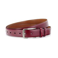 Enhance your formal attire with our Men's Cordovan Belt, a sophisticated accessory designed to complement your suit with elegance. Crafted from high-quality genuine leather, this belt offers both durability and a refined appearance, making it the perfect choice for dressy occasions. The 3.5 cm (1 3/8") width ensures a comfortable and secure fit, adding a polished touch to your ensemble. Available in various sizes, you can choose the perfect fit from the drop-down menu above. The rich cordovan re Modern Fitted Belts For Formal Occasions, Modern Fitted Belt For Formal Wear, Modern Fitted Belt For Formal Occasions, Elegant Brown Belt For Formal Occasions, Elegant Fitted Belt For Business Casual, Elegant Brown Formal Belt, Luxury Formal Belt With Leather Lining, Formal Brown Belts, Classic Red Belt For Formal Occasions