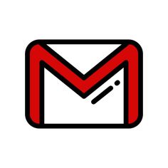 a red and white icon with the letter m in it's center, on a white background