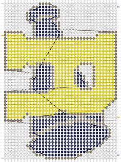 a cross - stitch pattern with the shape of a car in blue and yellow colors