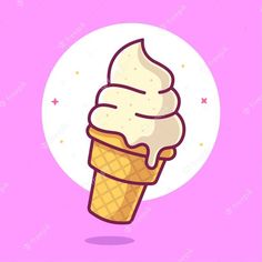 an ice cream cone on a pink background