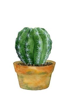 a painting of a cactus in a pot