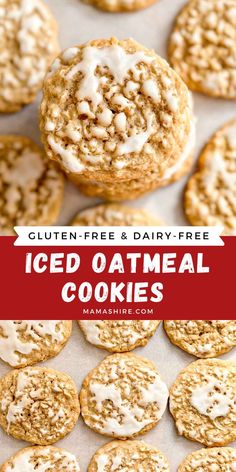 iced oatmeal cookies with white icing on top