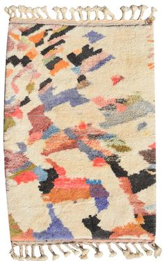 This little rug is packed with color and personality. With the perfect amount of life popping out of the rich natural wool color, this piece would fit perfectly in almost any space. Colorful Moroccan Rugs, Beni Rugs, Cheap Rugs, Moroccan Design, Modern Area Rug, Vintage Moroccan Rugs, Moroccan Rugs, Vintage Moroccan, Modern Area Rugs