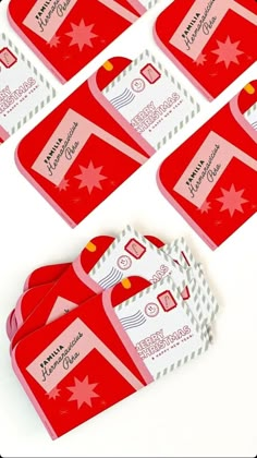 six red and white business cards with the canadian flag on them, sitting next to each other