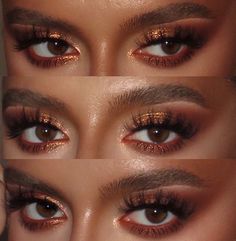 Eyeshadow Aesthetic, Red Eyeshadow Look, Red Makeup Looks, Maquillage Yeux Cut Crease, Gold Makeup Looks, Red Eye Makeup, Gold Eye Makeup, Orange Makeup, Prom Eye Makeup