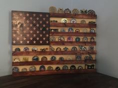 an american flag made out of wooden planks