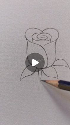 a drawing of a flower with a pencil in it